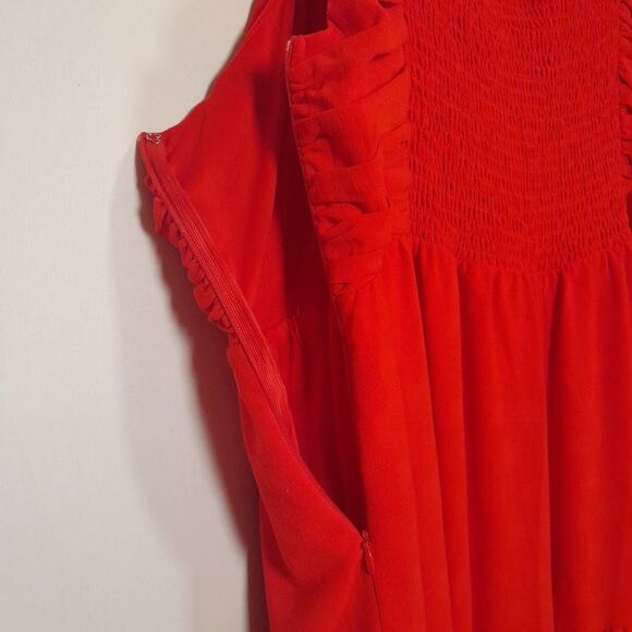 Entro Dress Red Tiered Maxi Women XL EUC Boho Western Cottagecore Lagenlook - Picture 8 of 13